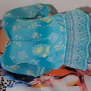 Elegant Teal Floral Blouse